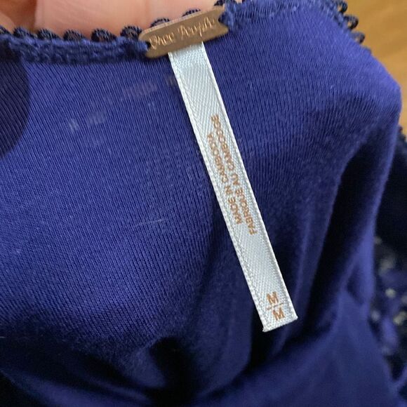 Free People Navy 3/4 Sleeve Lace Overlay Minidress Women's - Picture 9 of 13